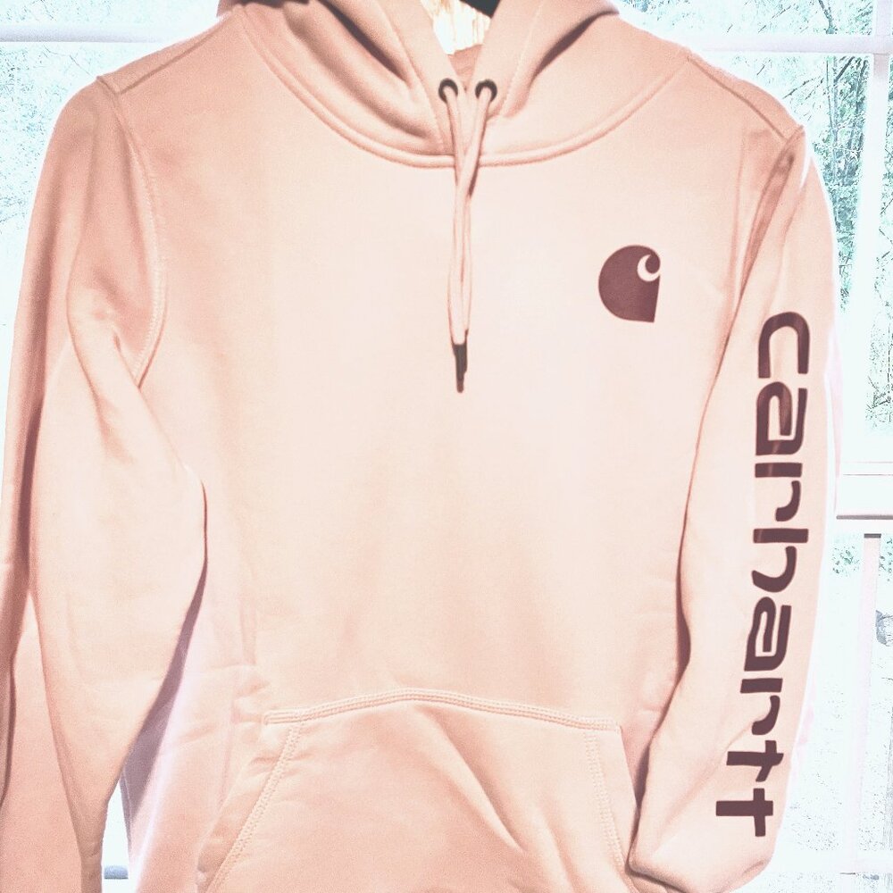 Carhartt logo sleeve relaxed fit hoodie Ash Rose Pink Size L